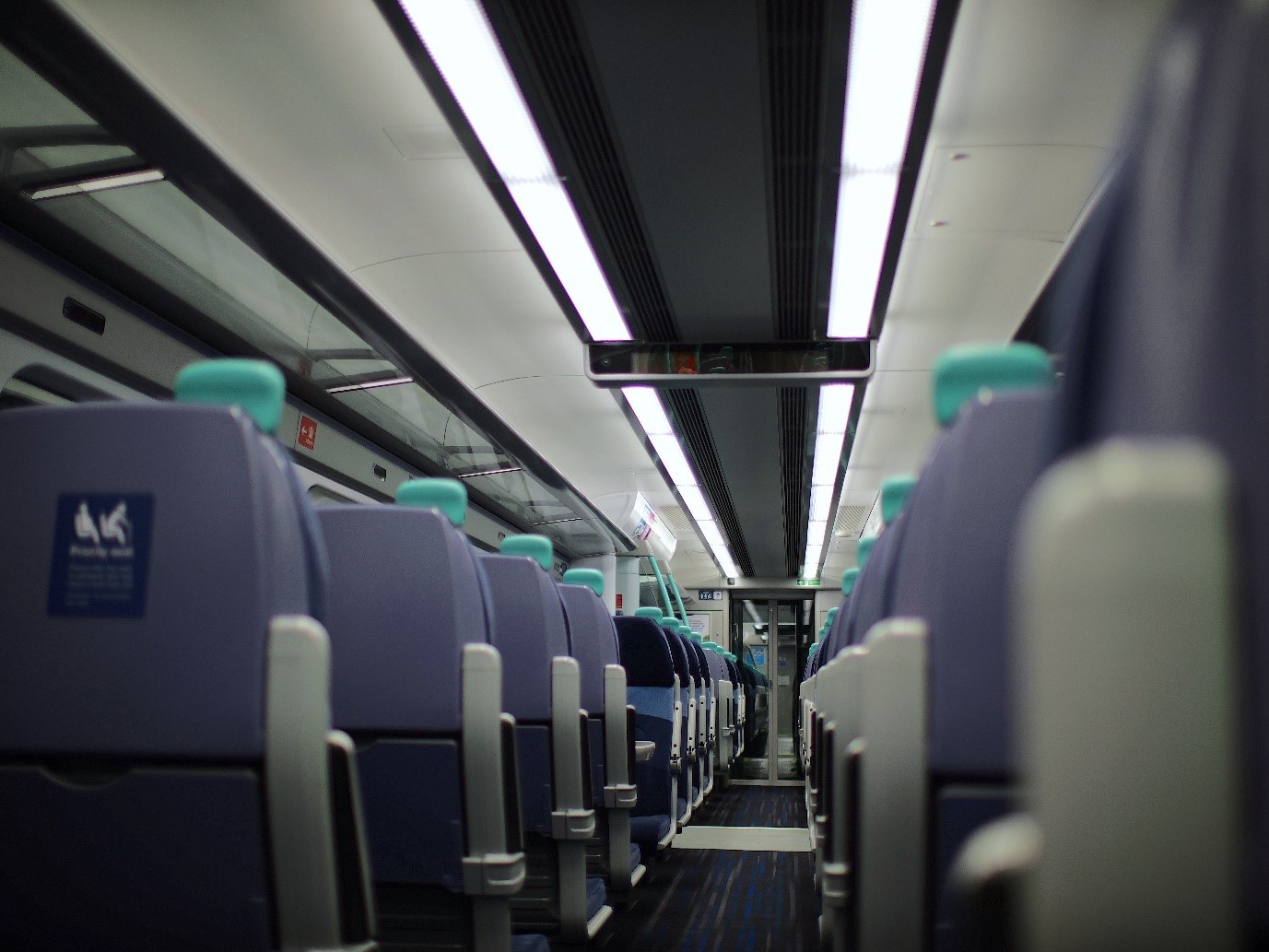The interior of the first refurbished train
