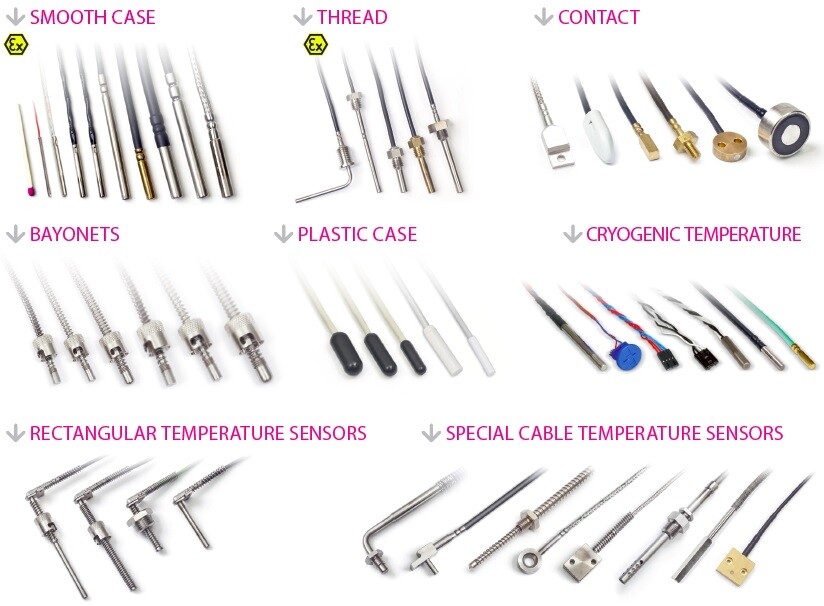 A range of cable temperature sensors