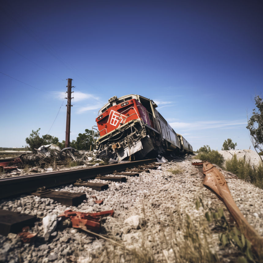 A derailed train
