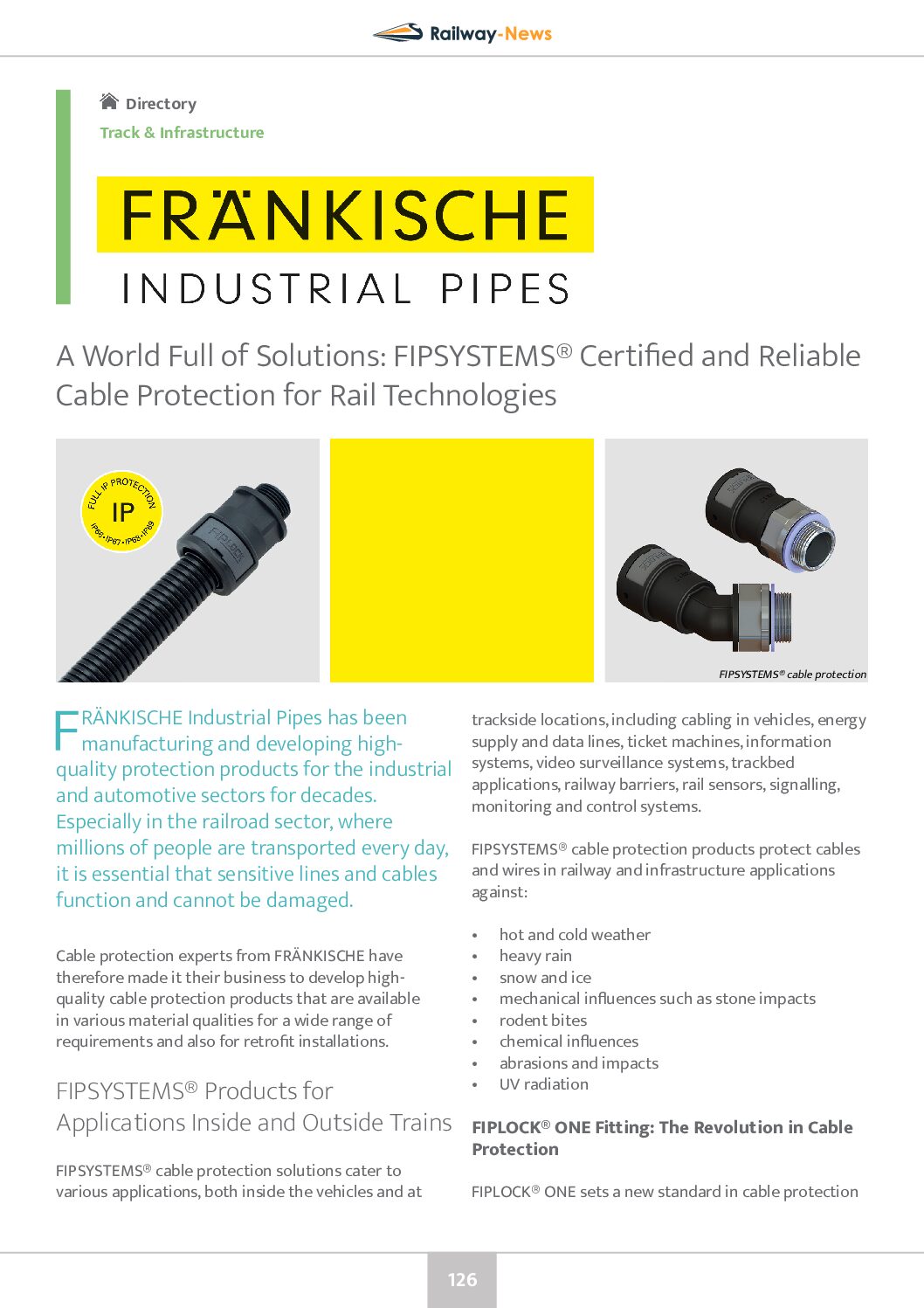 A World Full of Solutions: FIPSYSTEMS® Certified and Reliable Cable Protection for Rail Technologies
