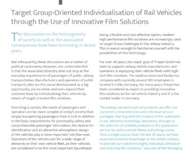 Individualisation of Rail Vehicles through Innovative Film Solutions
