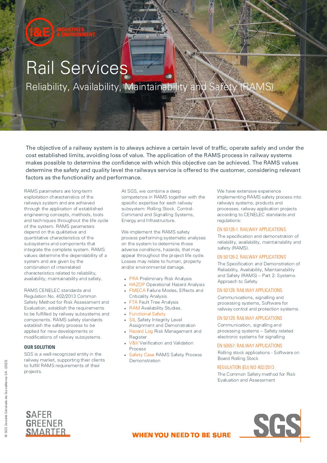 Rail Services – Reliability, Availability, Mantainability and Safety