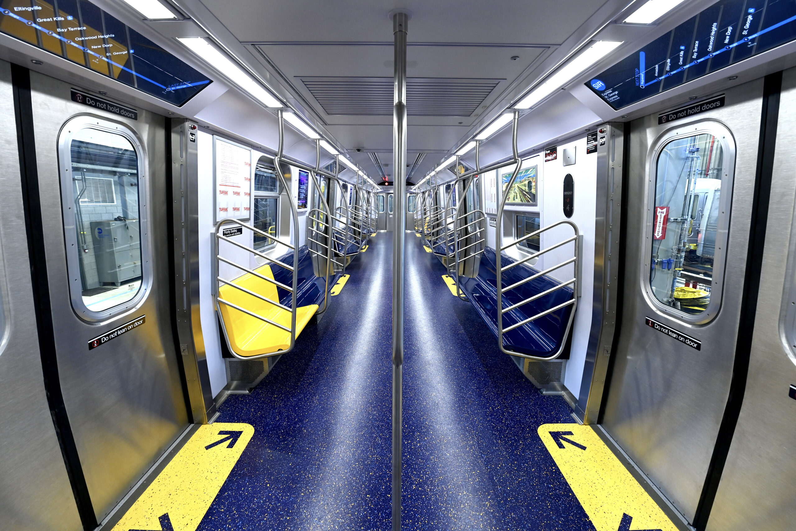 The interior of the new subway cars