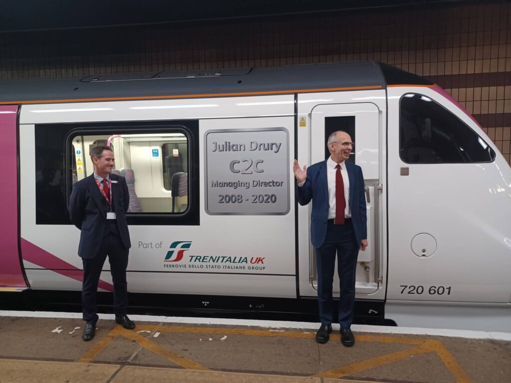 First Class 720 train enters passenger service, honours c2c’s former Managing Director