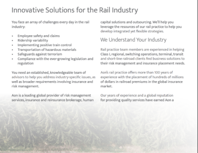 Innovative Solutions for the Rail Industry