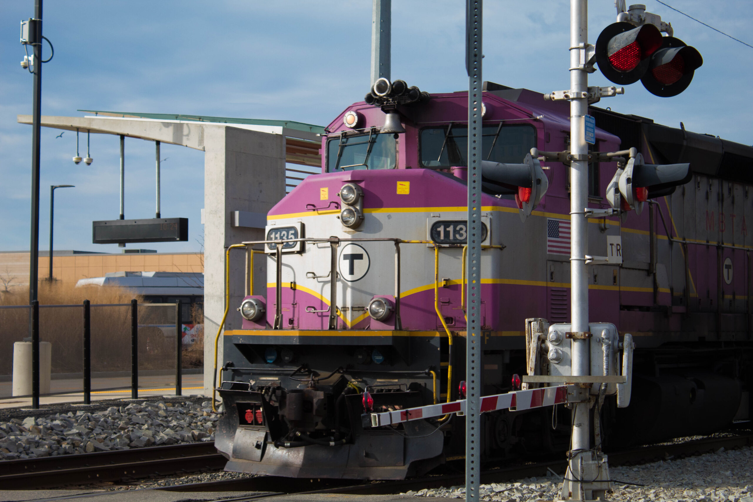 MBTA Commuter Rail train passing the Chelsea silver line station