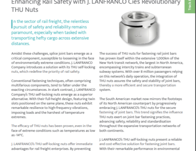 Enhancing Rail Safety with J. LANFRANCO Cie’s Revolutionary THU Nut