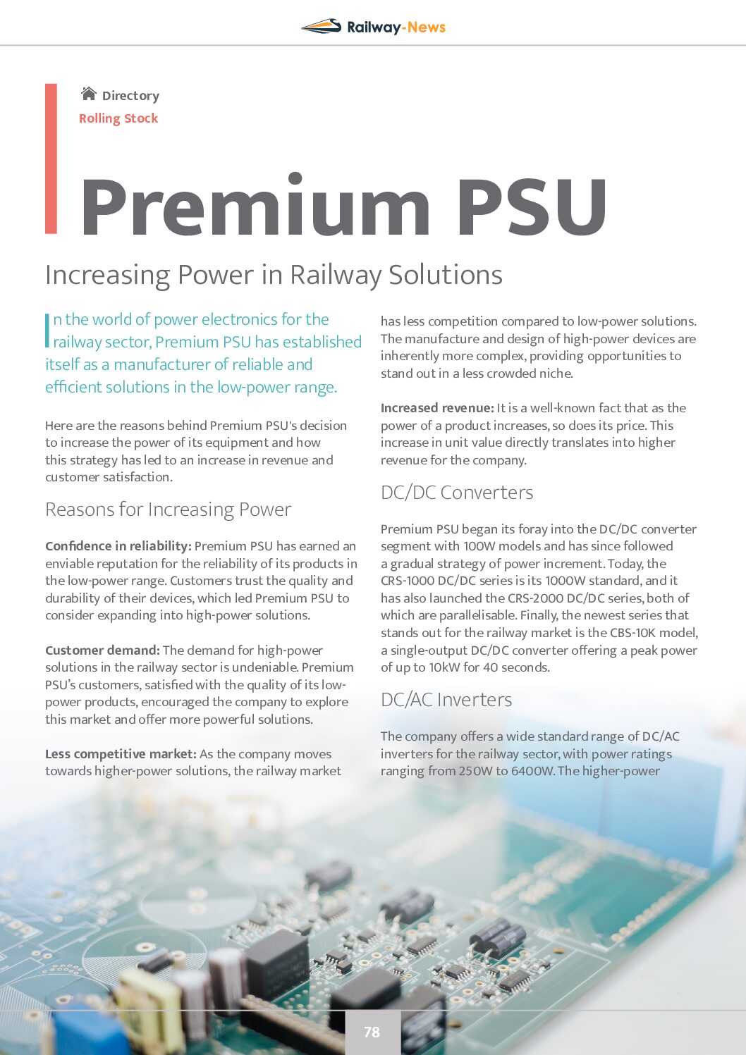 Increasing Power in Railway Solutions