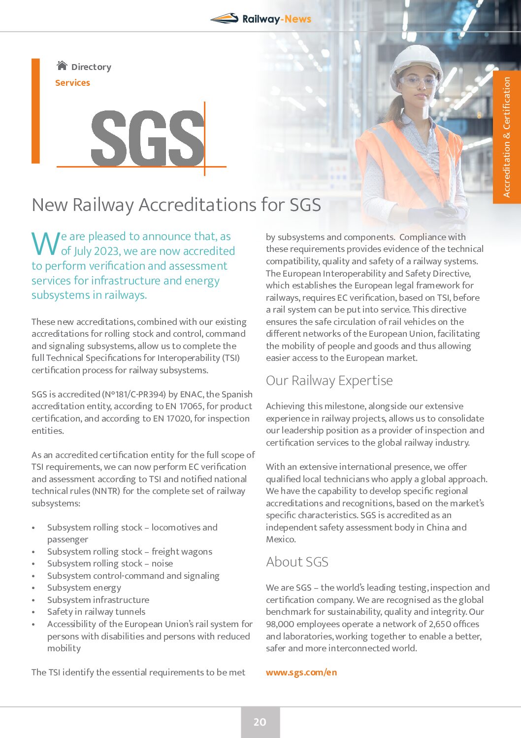 New Railway Accreditations for SGS
