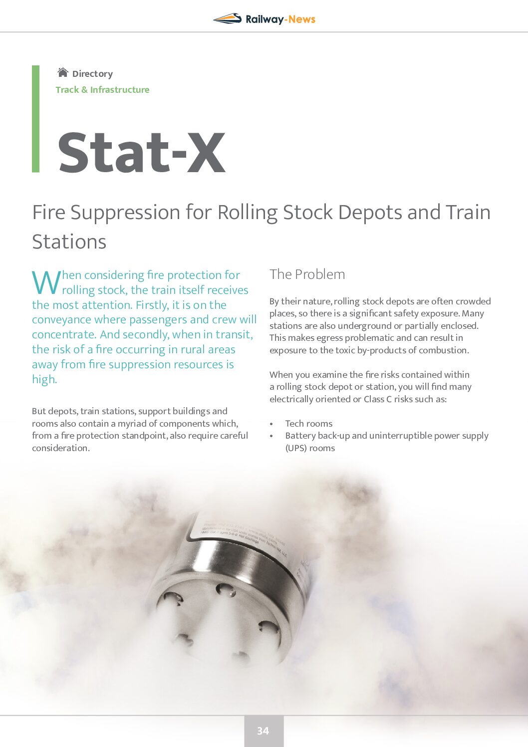 Fire Suppression for Rolling Stock Depots and Train Stations