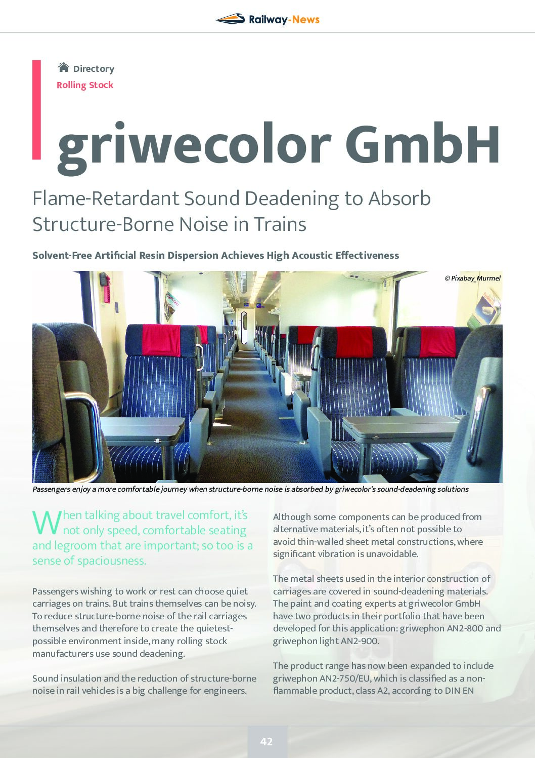 Flame-Retardant Sound Deadening to Absorb Structure-Borne Noise in Trains