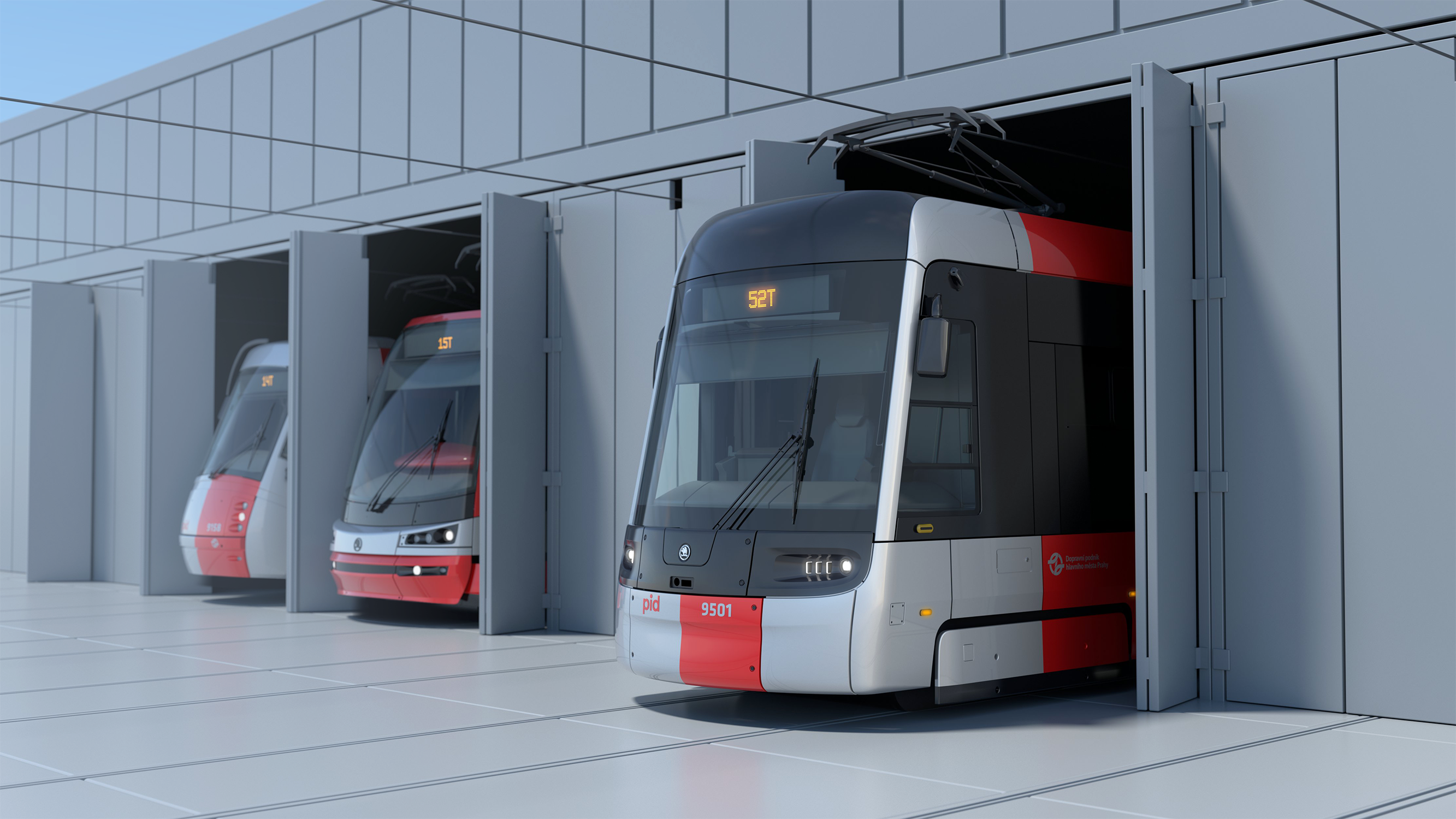 A visualisation of the new trams in the depot