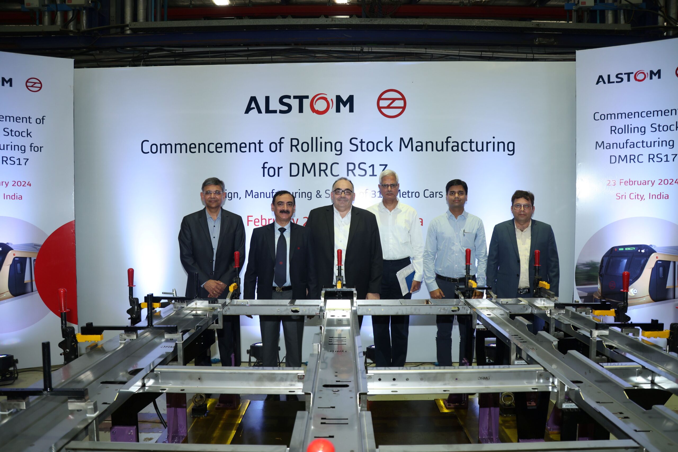 The production was commenced at a commemorative ceremony led by leaders from Delhi Metro Rail Corporation and Alstom India