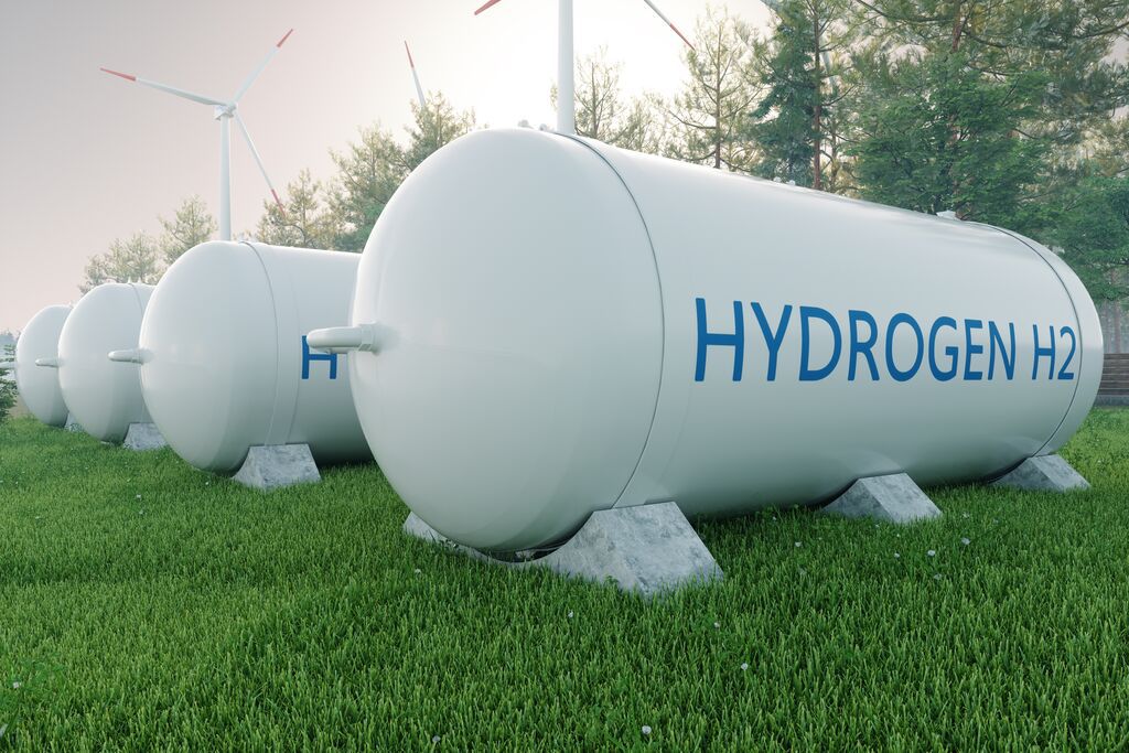 Medium hydrogen tanks on grass