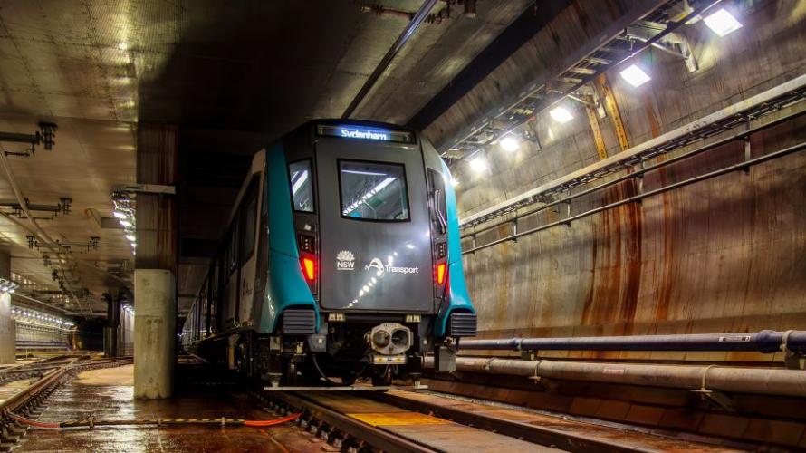 A test train on the Sydney Metro City & Southwest line