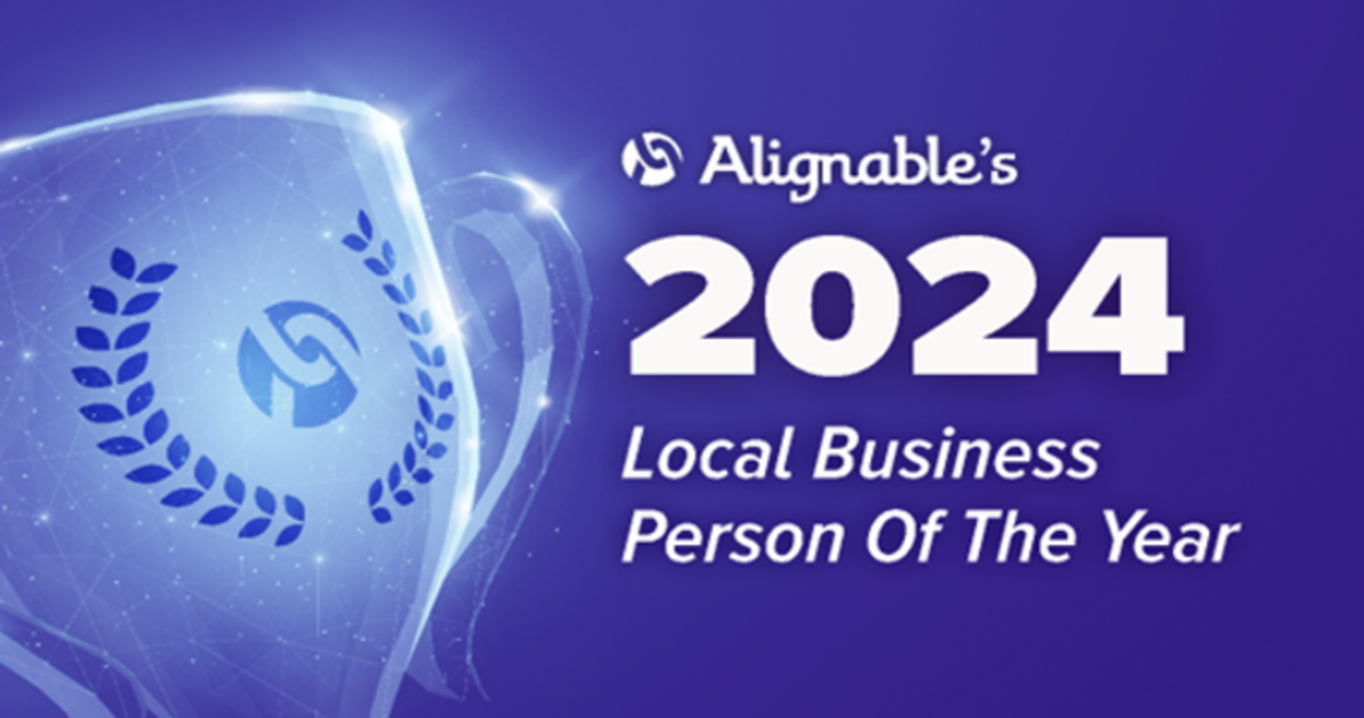 Alignable banner with text "Local Business Person of the Year 2024"