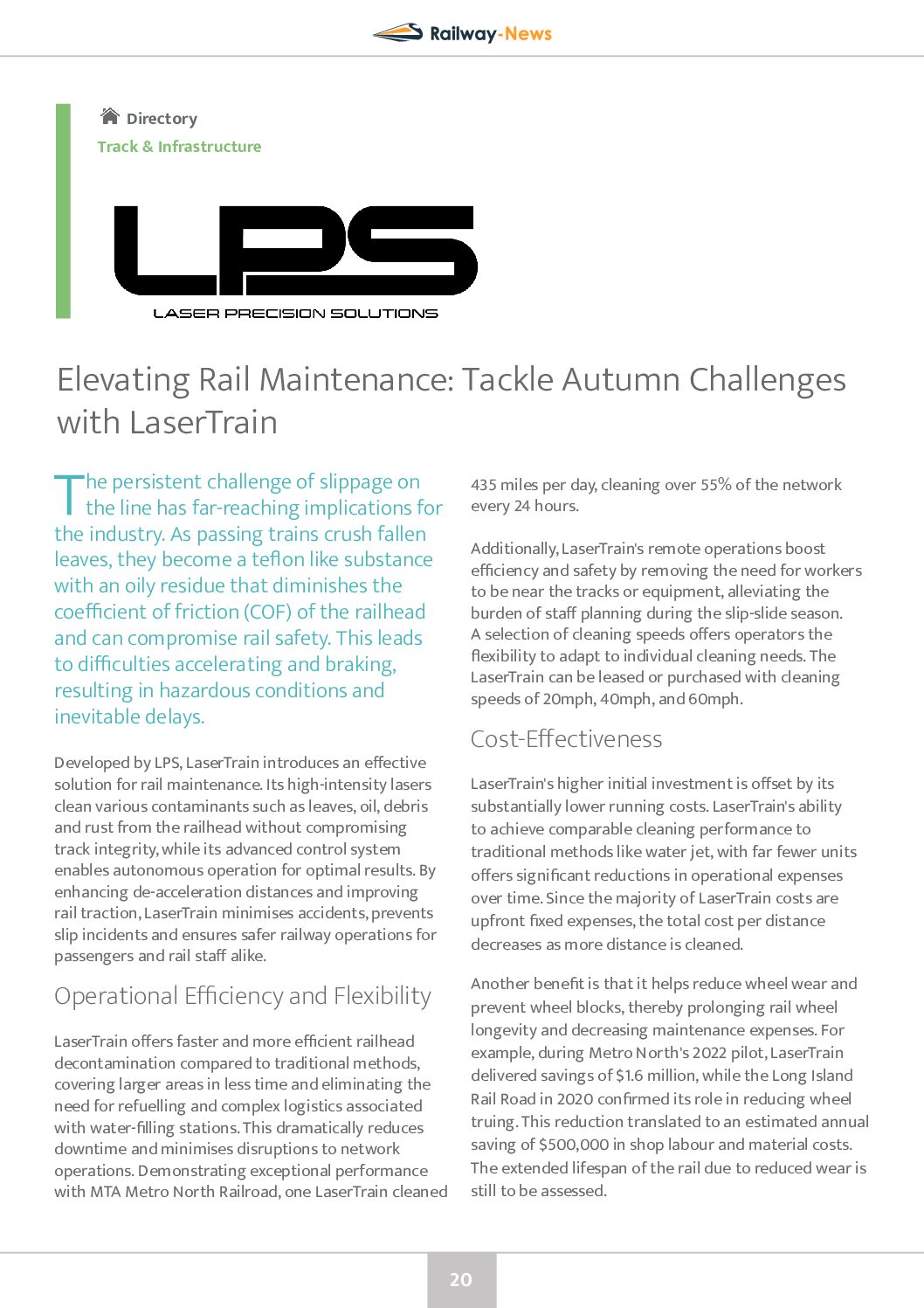 Elevating Rail Maintenance: Tackle Autumn Challenges with LaserTrain