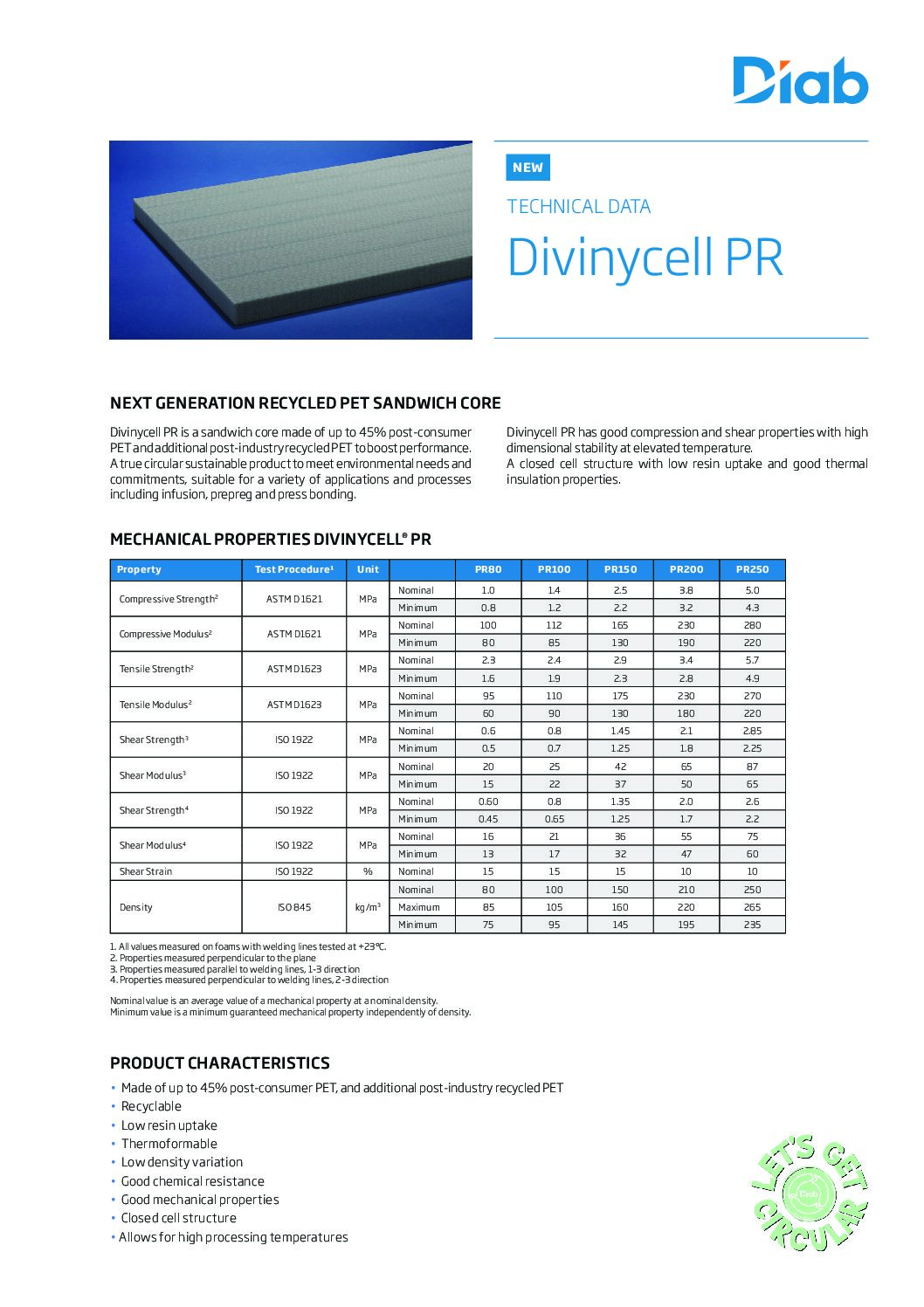 Technical Data: Divinycell PR