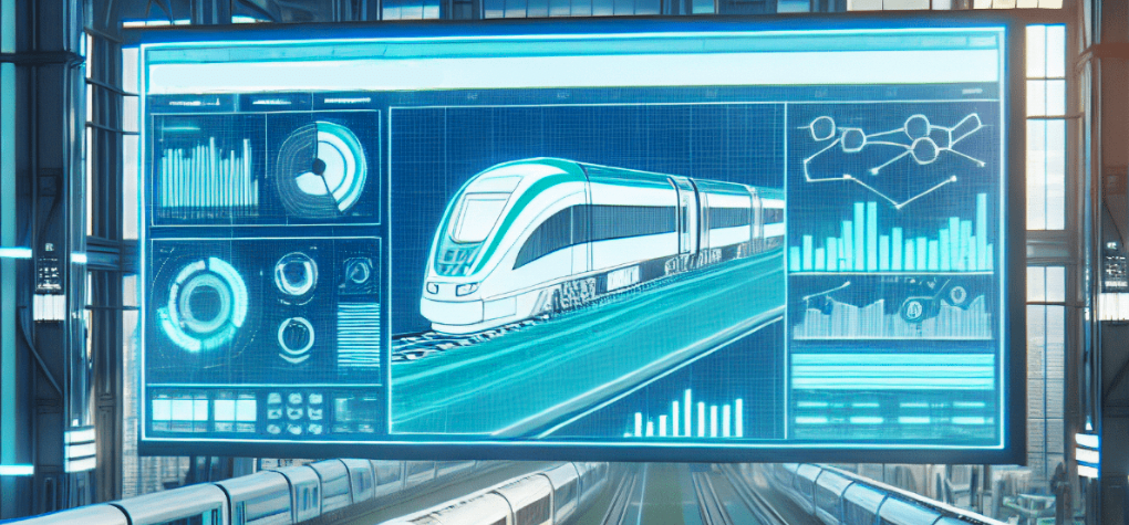 Rendering of a train and data on a digital screen