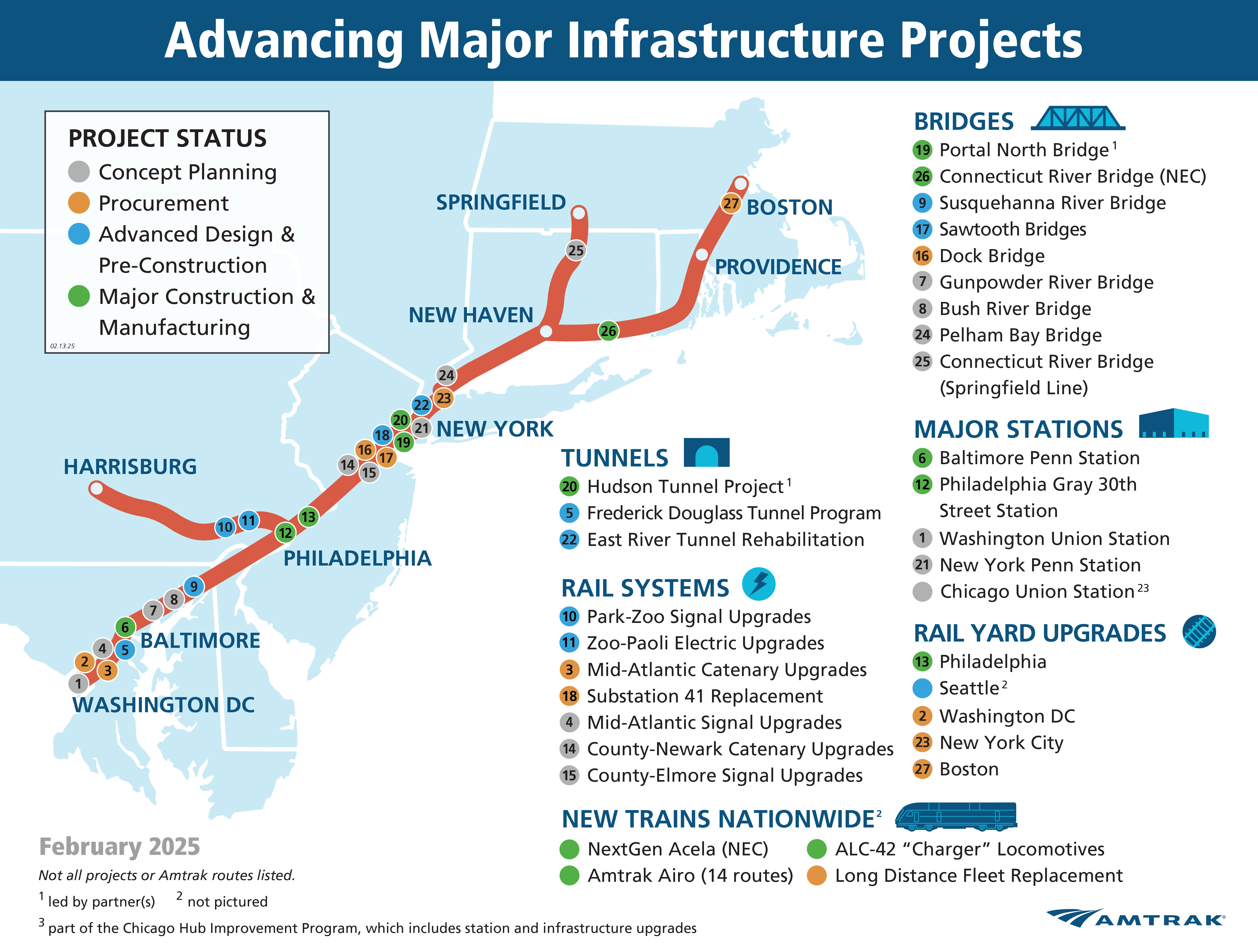 Amtrak Releases Map Displaying Major Infrastructure Projects