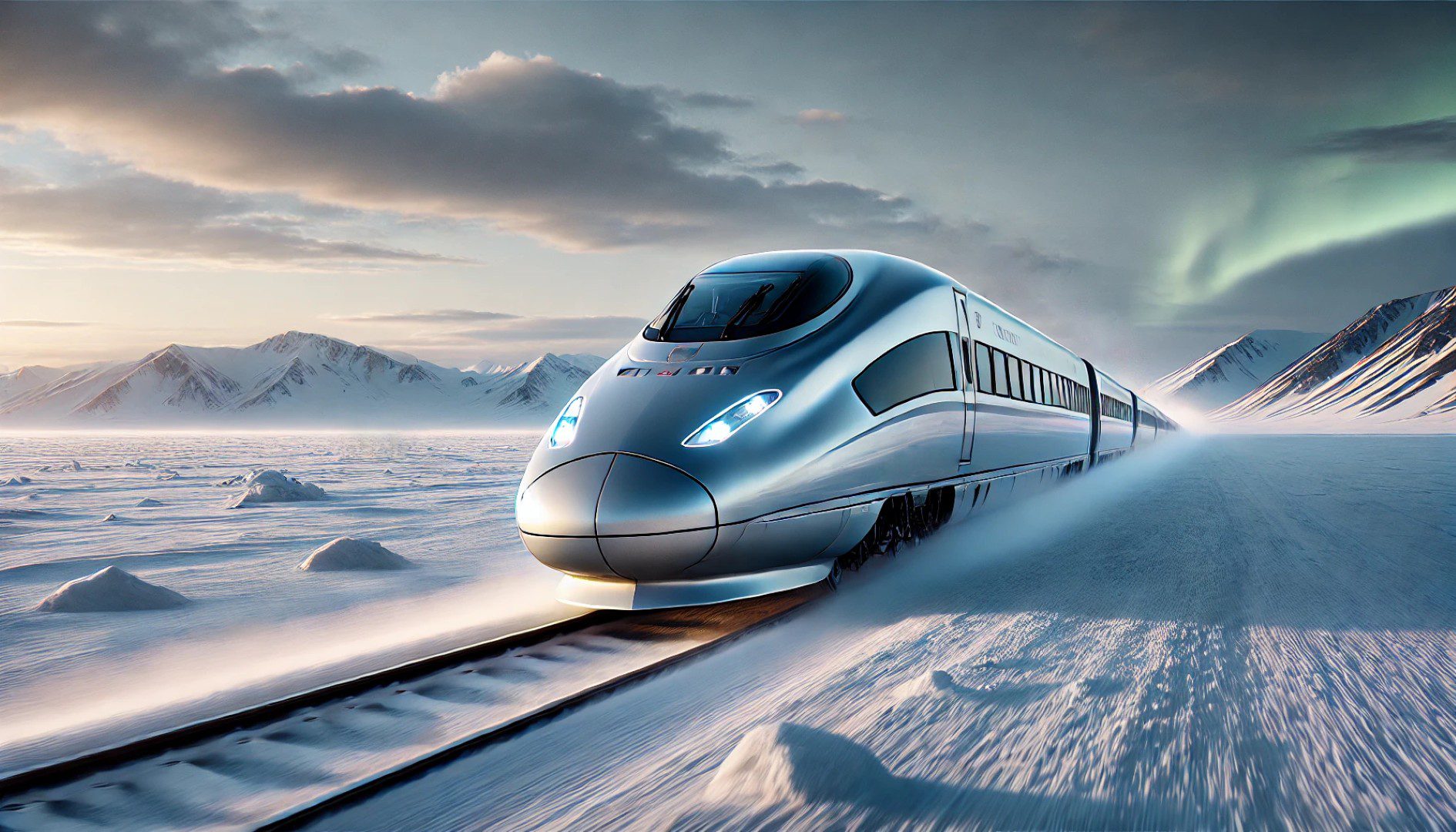 High speed train stationary on a track