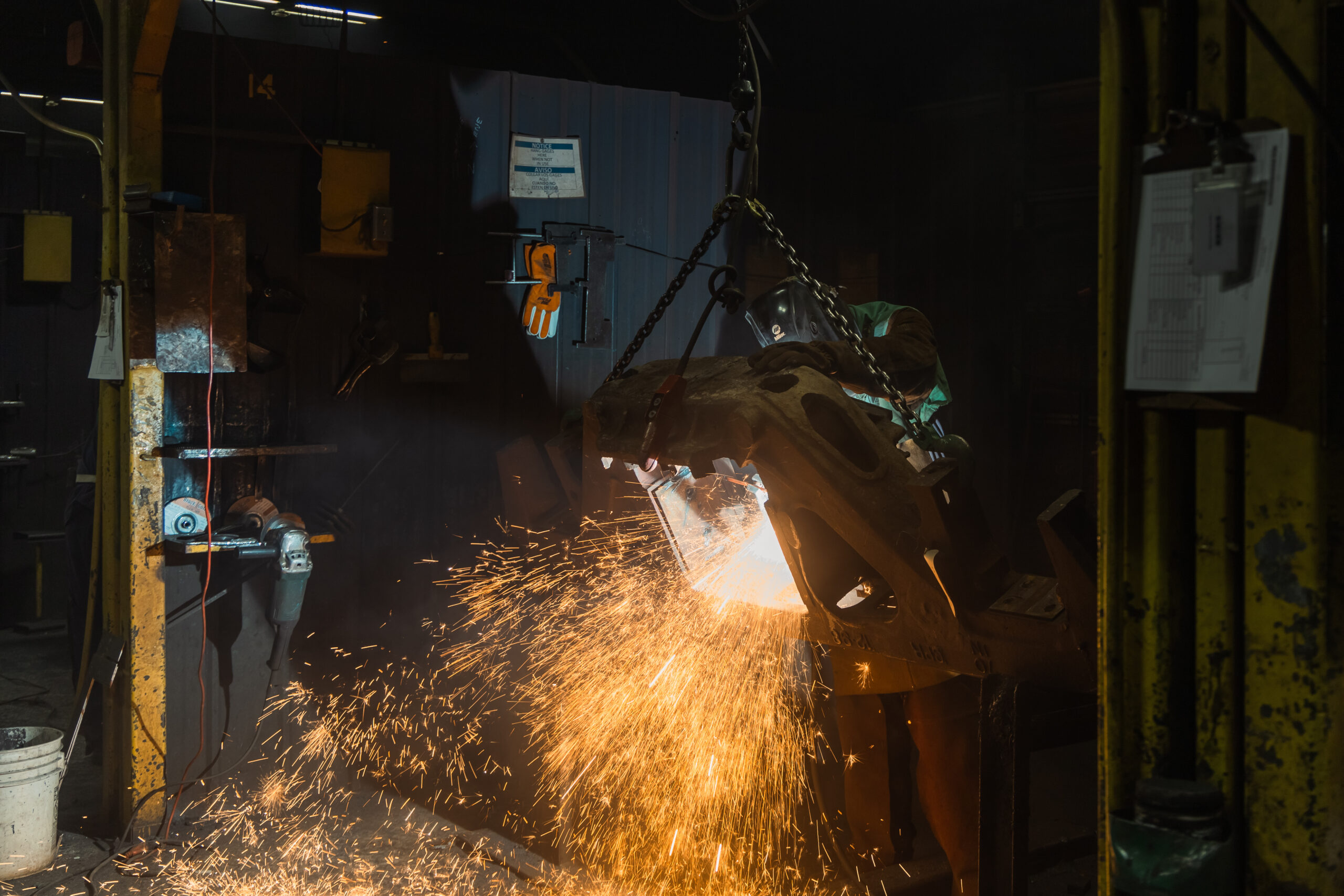 COMET Welder works to recondition a railcar side frame