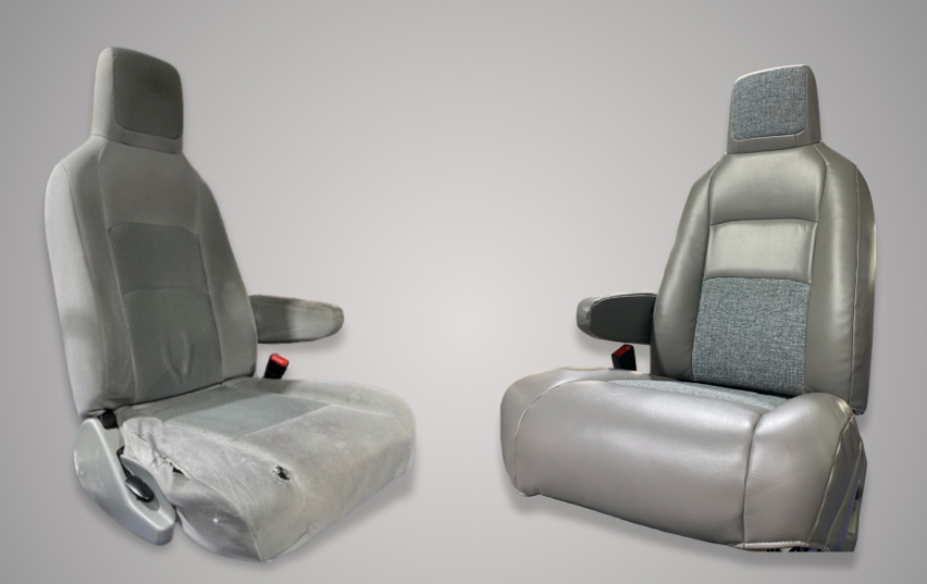 Refurbishment of a driver seat in a used ambulance – before and after
