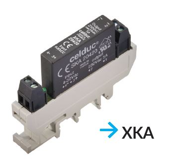 Rail DIN mountable interface relays (XK series).