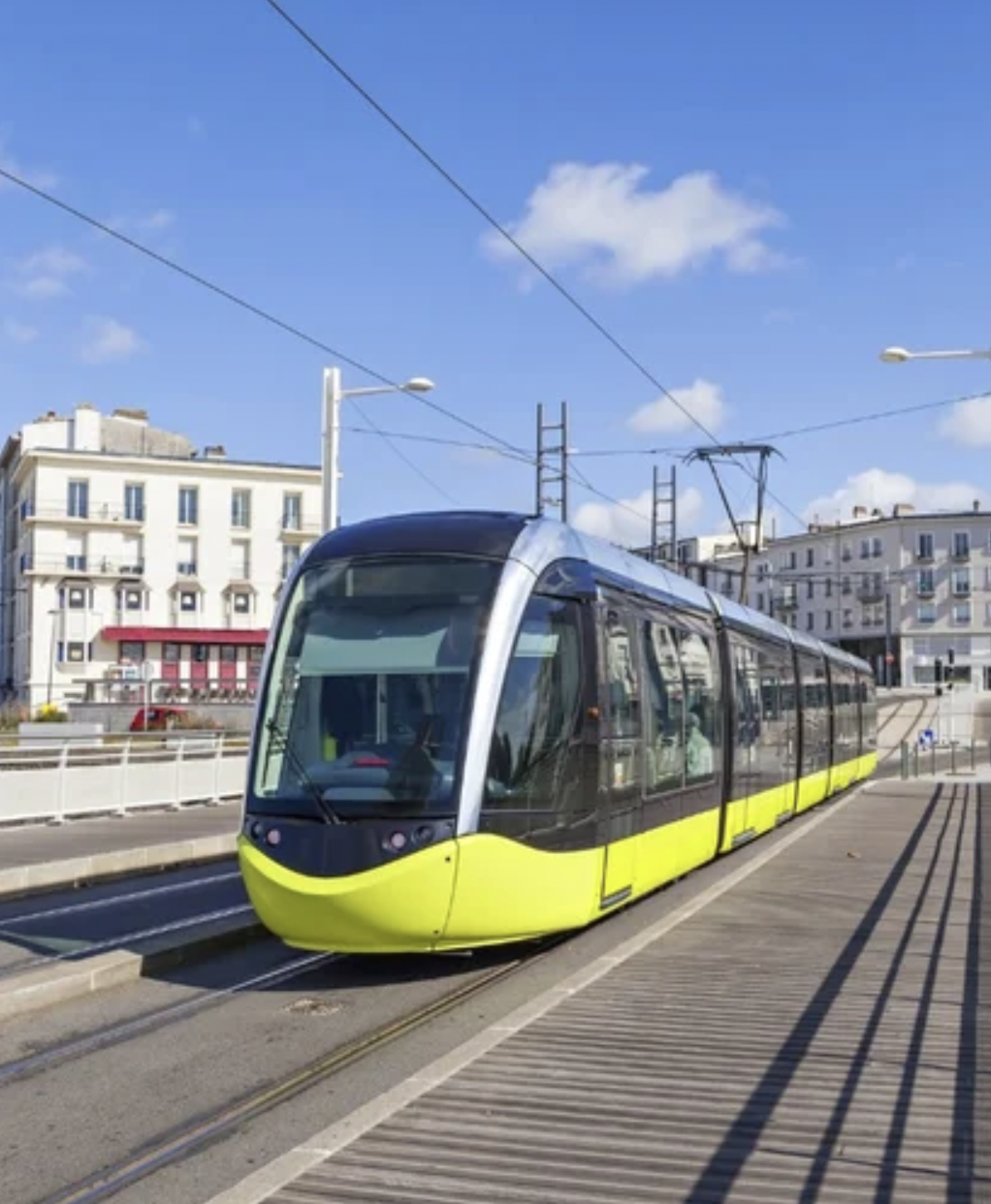 Tram in a city