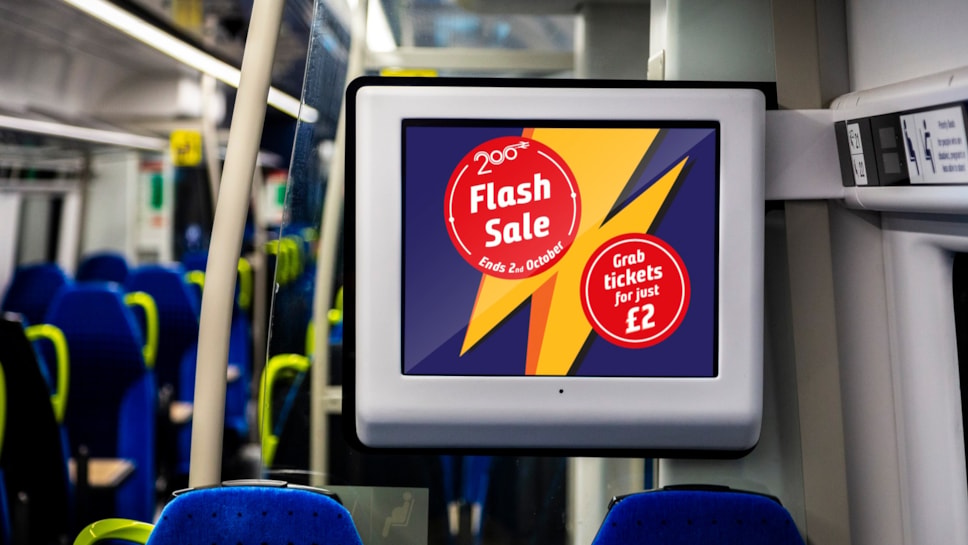 Image shows a Flash Sale screen on board a Northern train