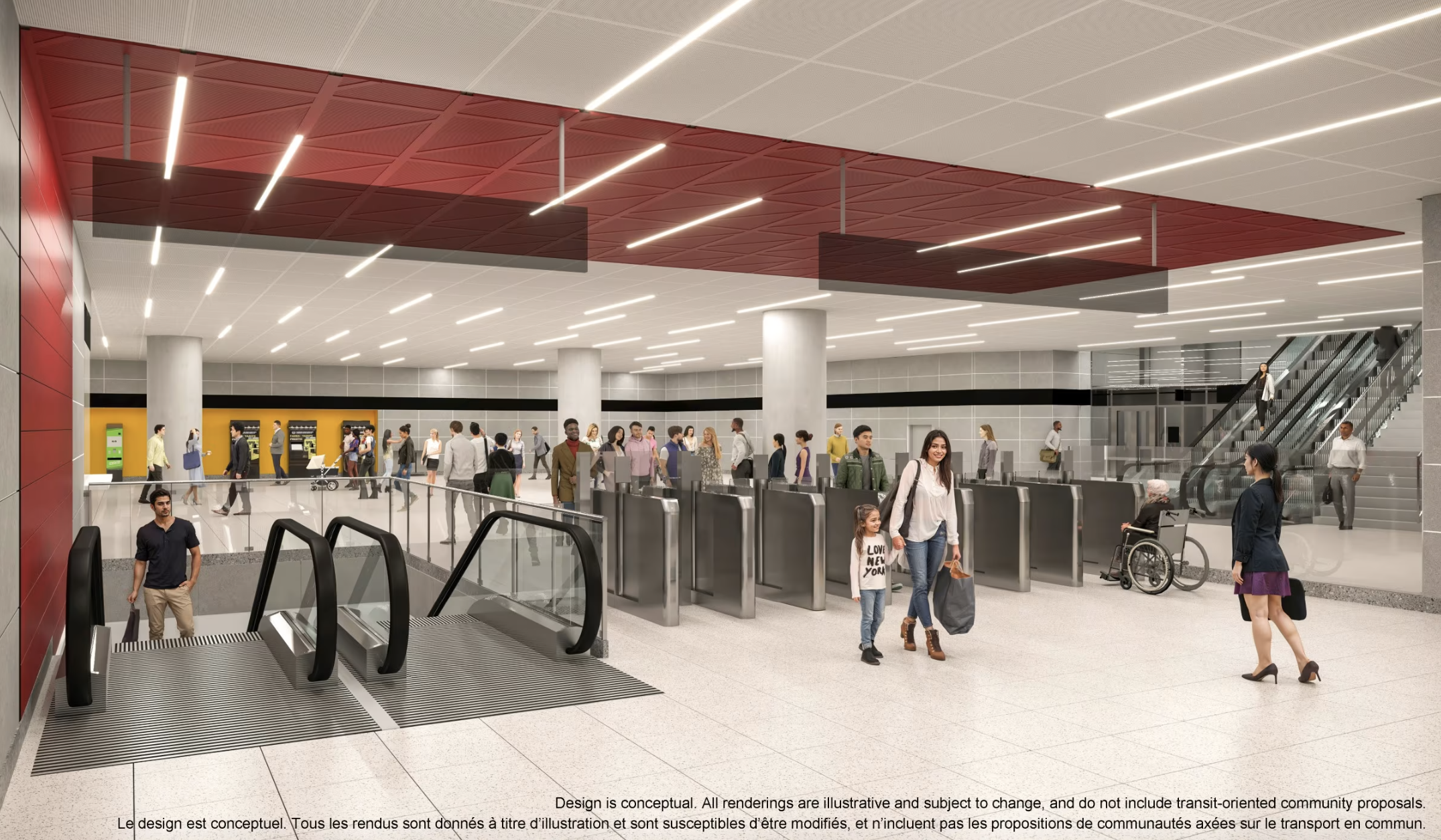 Conceptual rendering of the concourse level at Clark Station