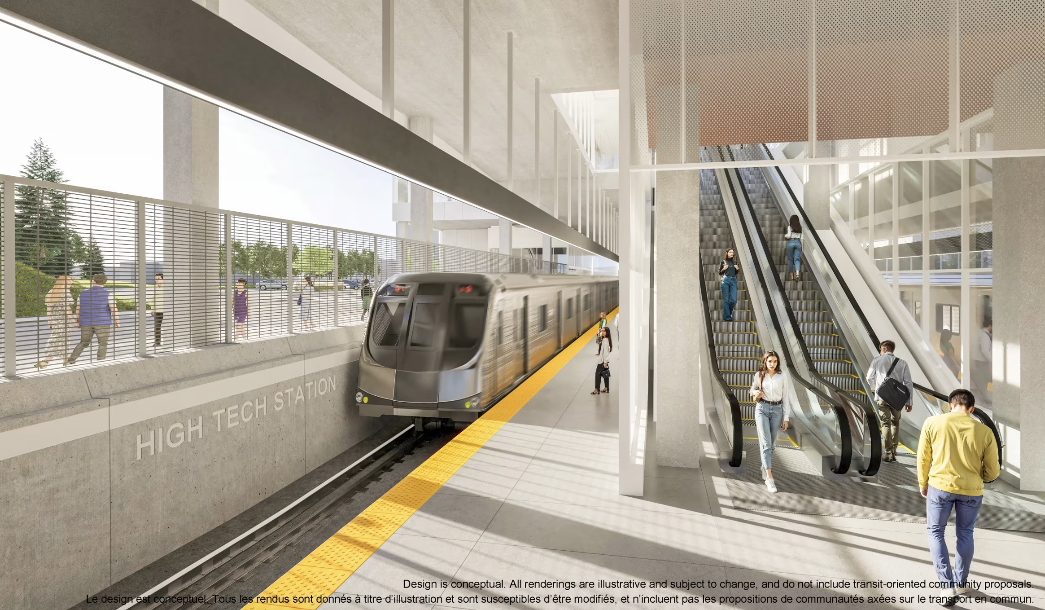 Conceptual rendering of High Tech Station, one of two surface-level stations on the Yonge North Subway Extension
