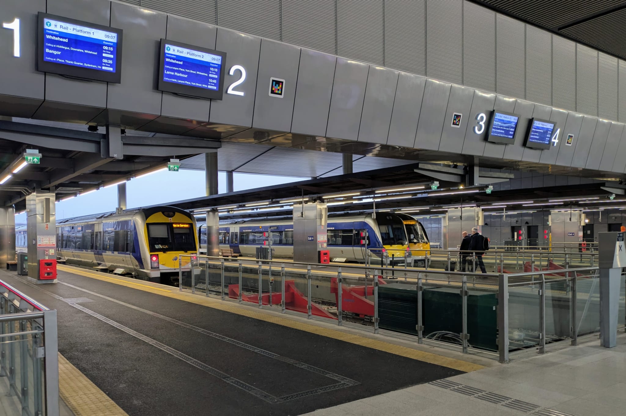Rail platforms at Belfast Grand Central Station