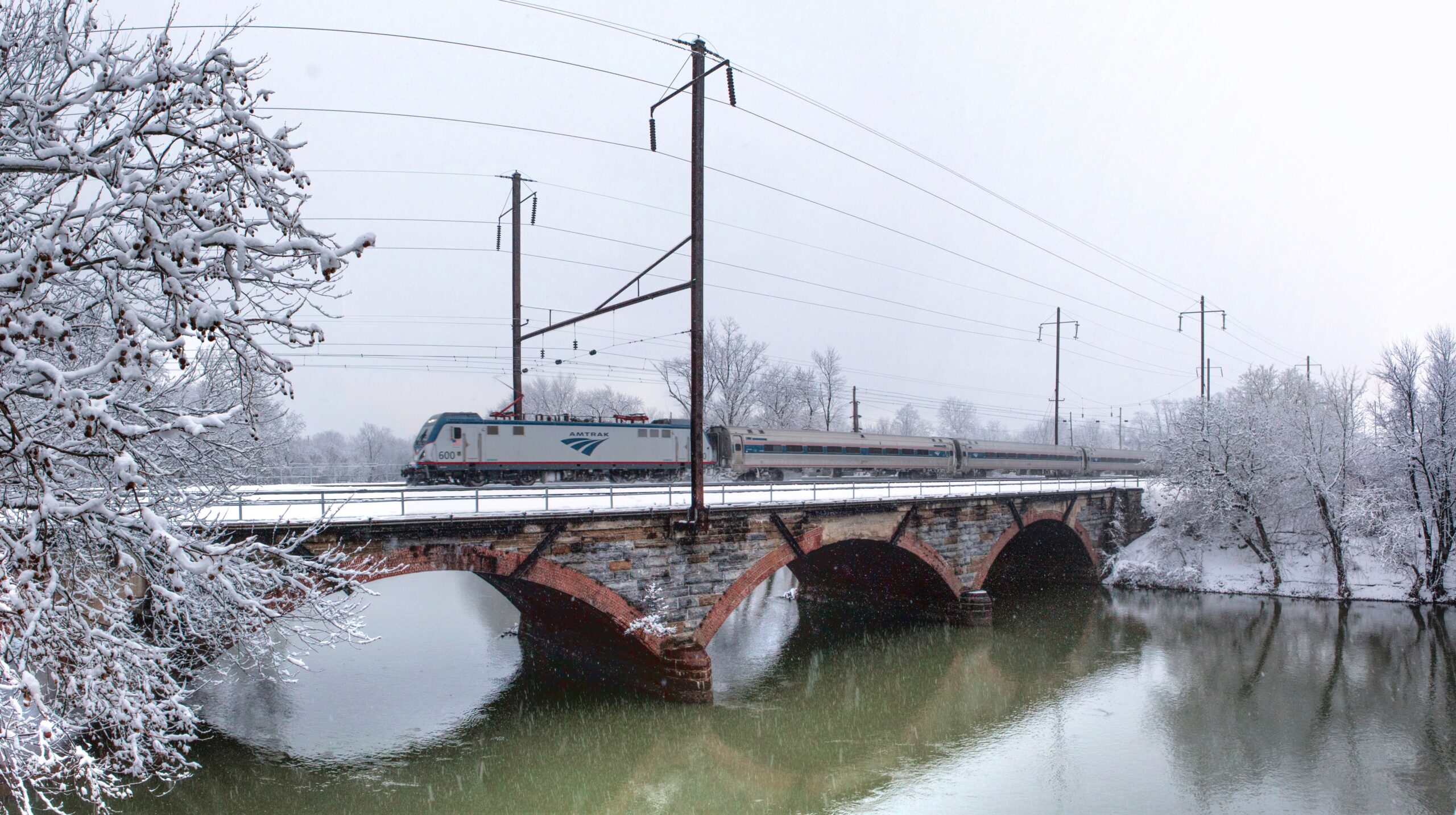 The Keystone crosses Swatara Creek in Middletown during a snowstorm
