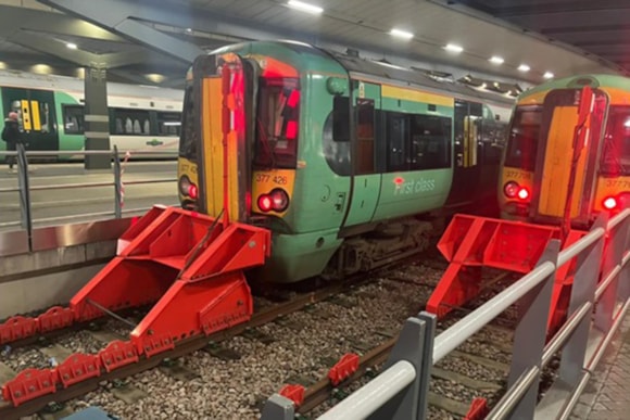 A train against buffer stops
