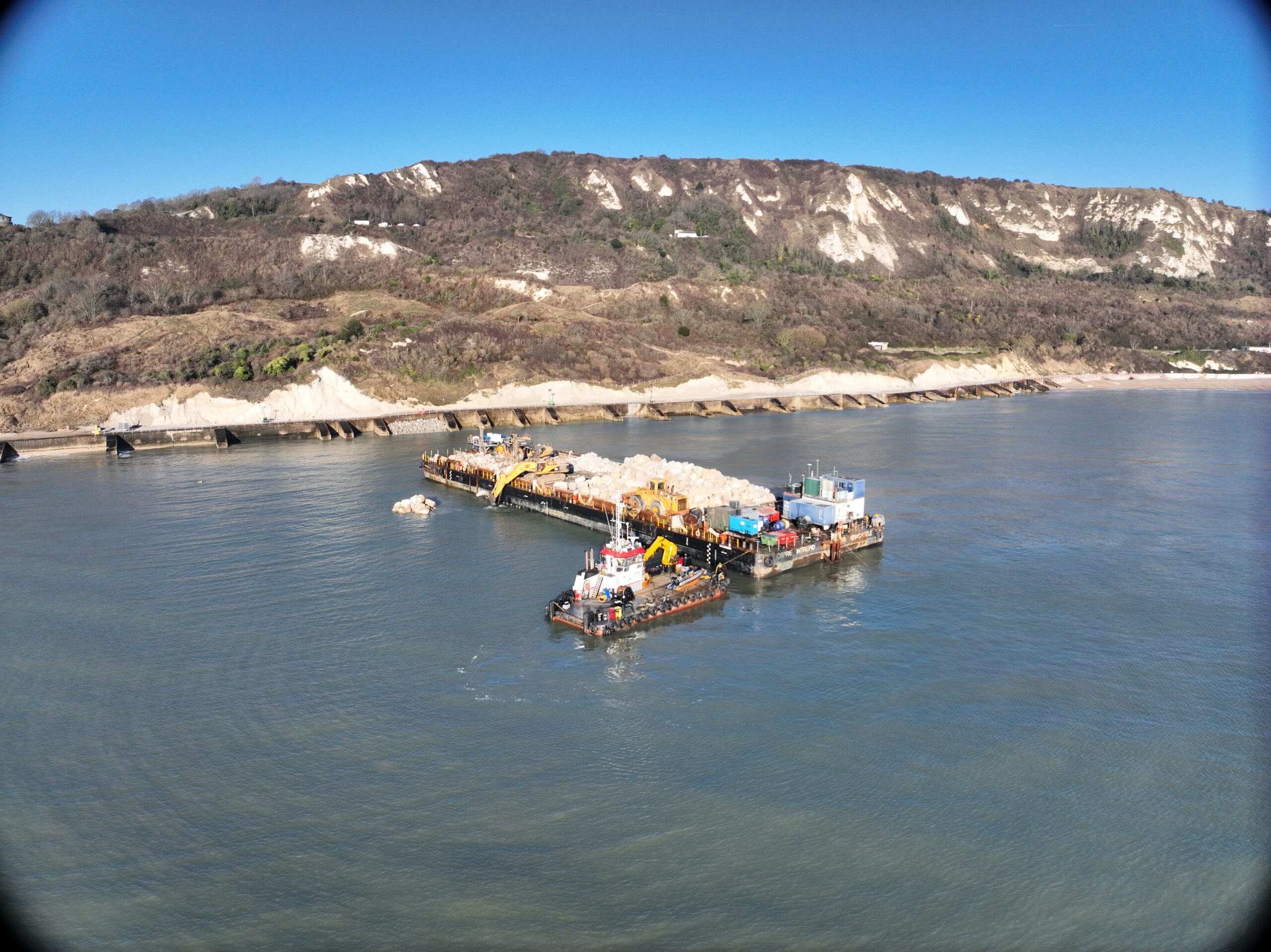 Works on the Folkestone Warren railway line