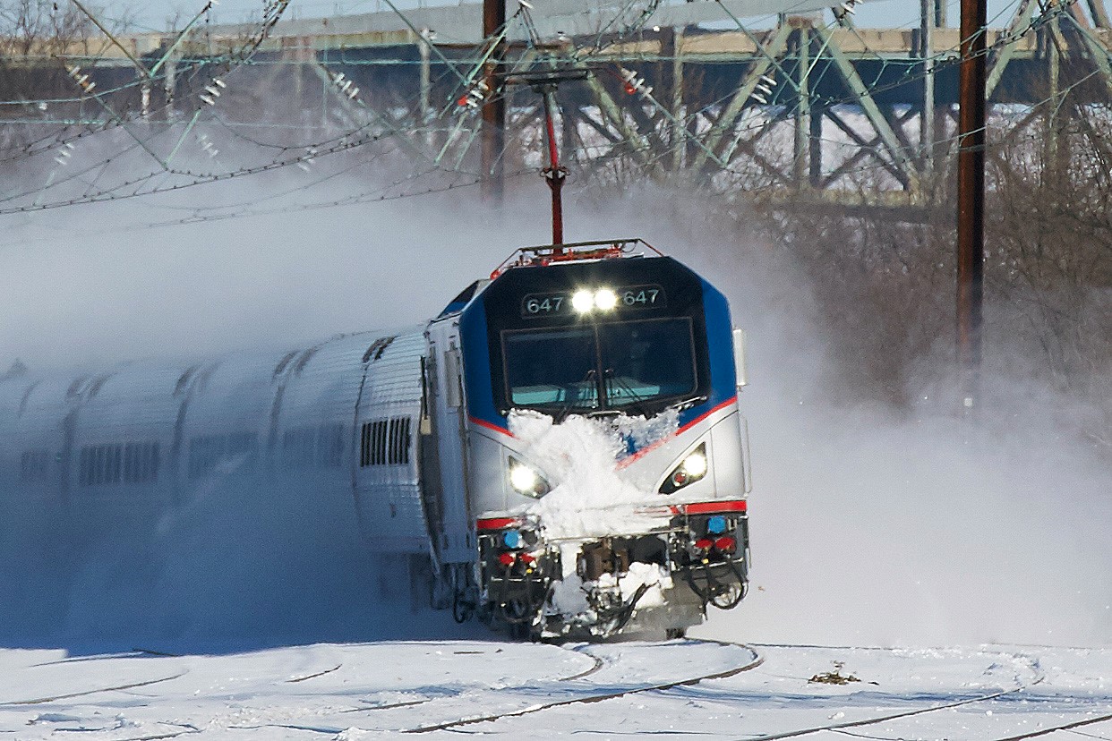 A train in the snow