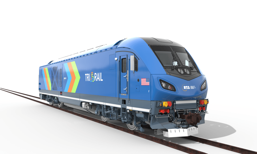 An artist rendering of a Siemens Charger locomotive