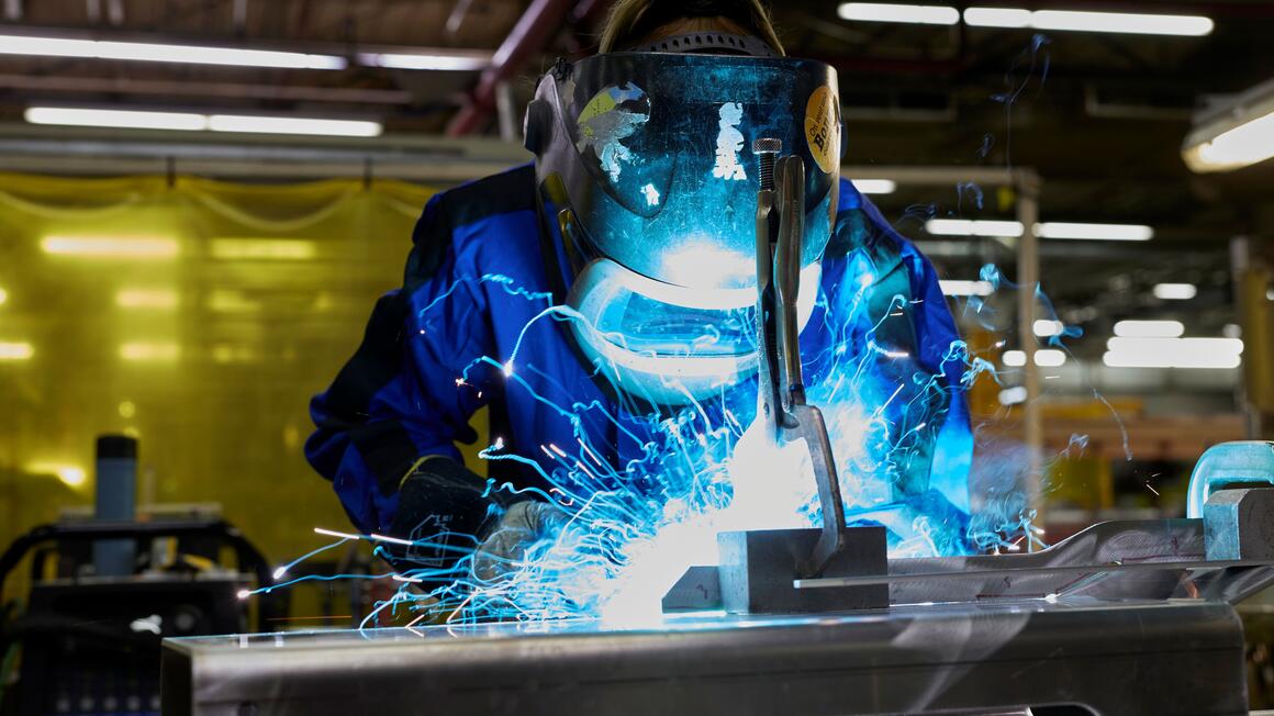 A welder welding
