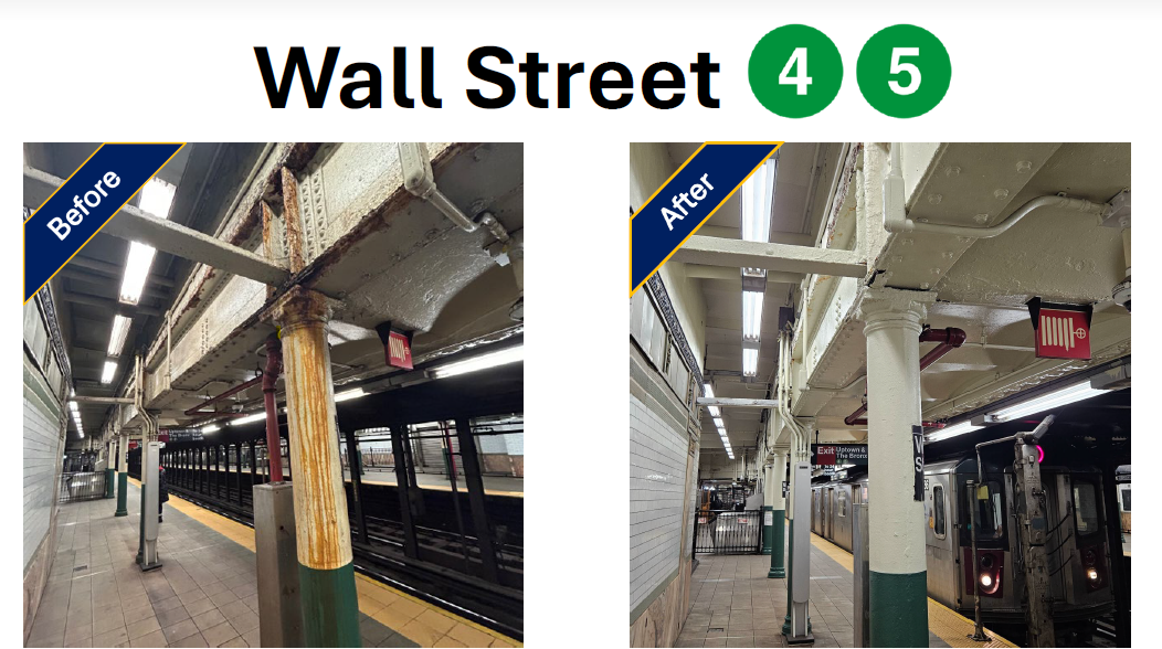 A before and after image of lighting and repainting