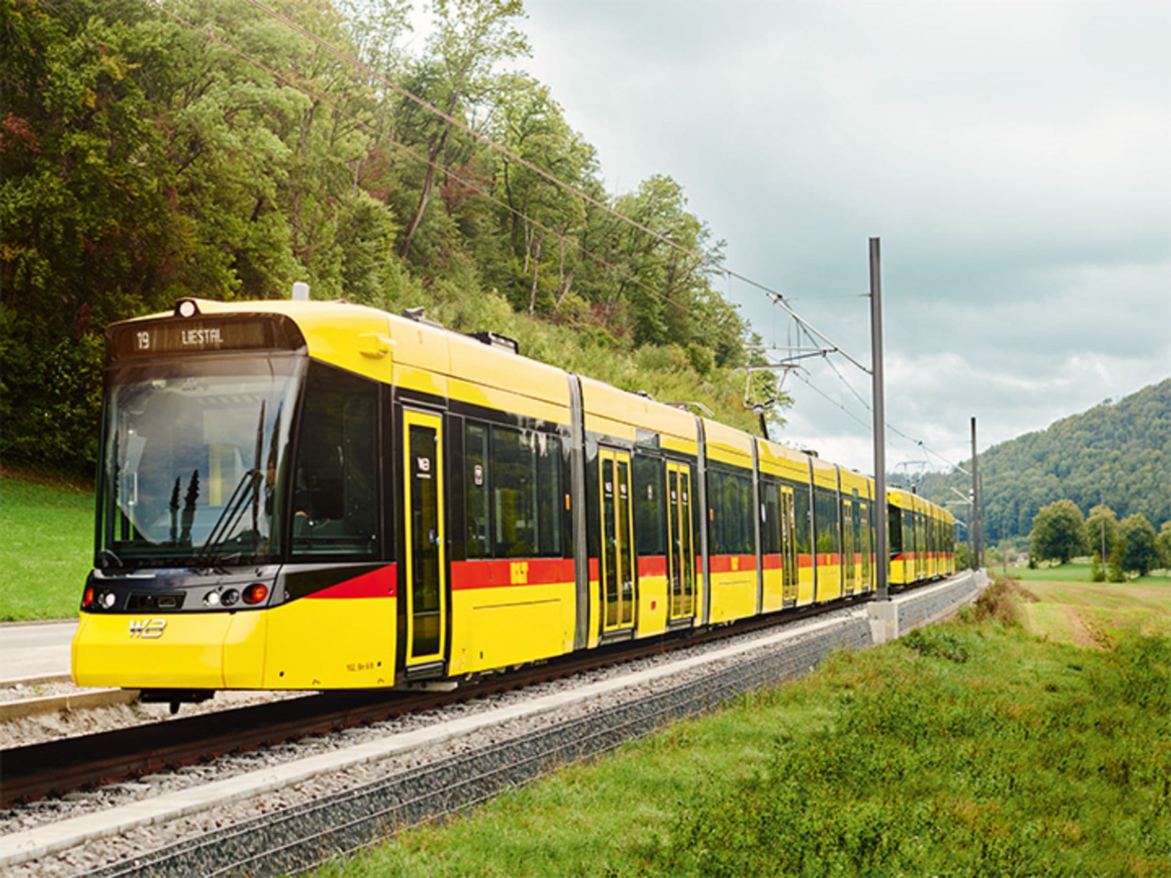 A train travelling through Switzerland