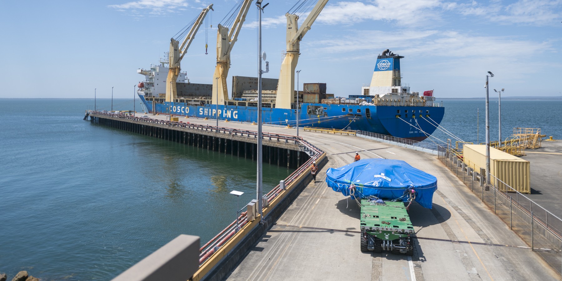 A TBM being transported to a ship