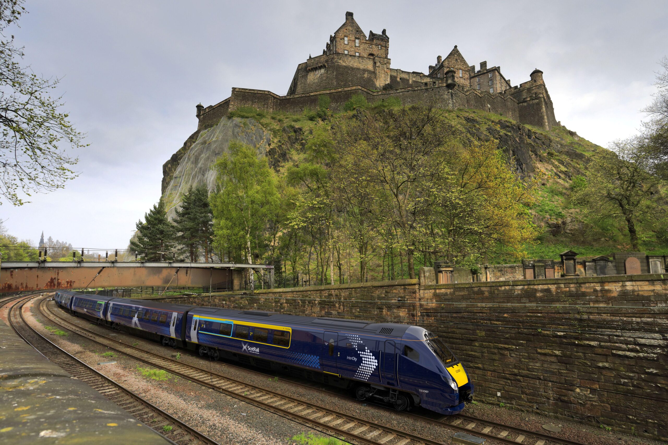 A train travelling through Scotland