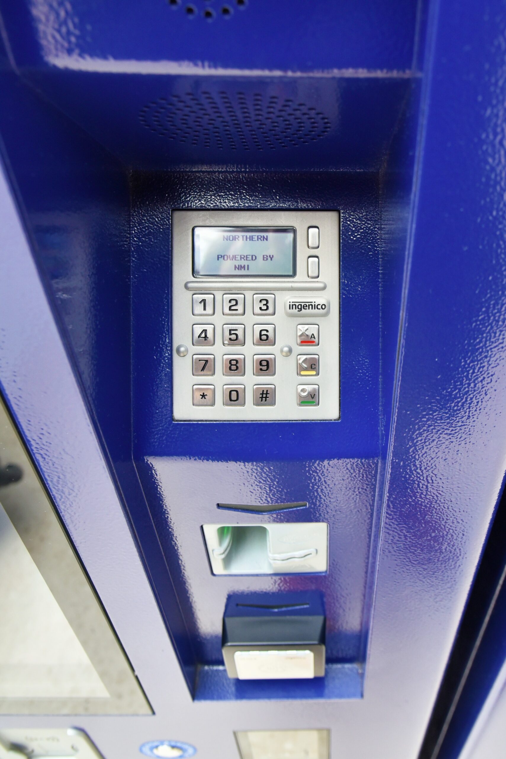 Heavy duty payment devices supported by NMI at a TVM (Ticket Vending Machine).