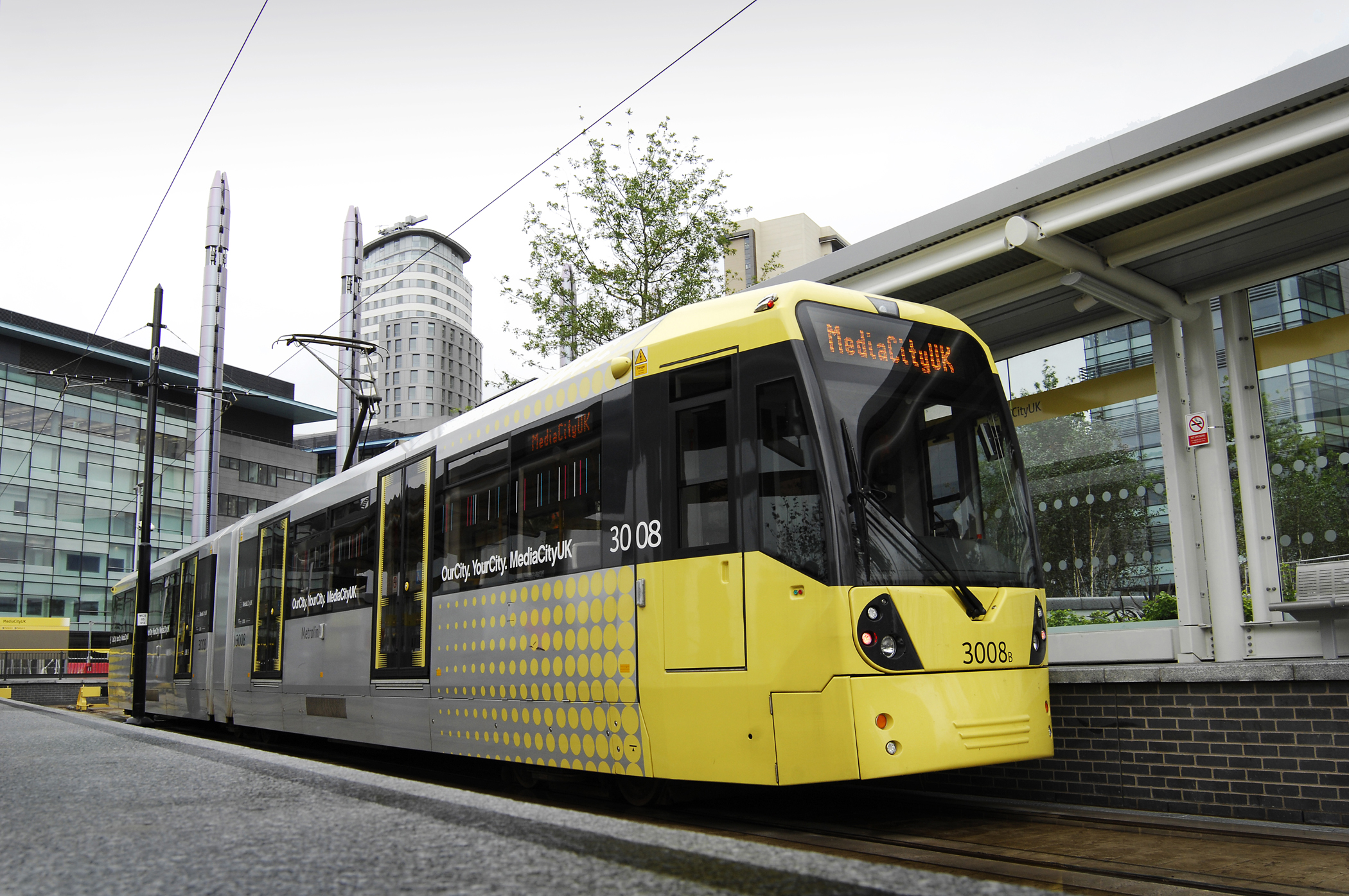 A Metrolink tram at MediaCit