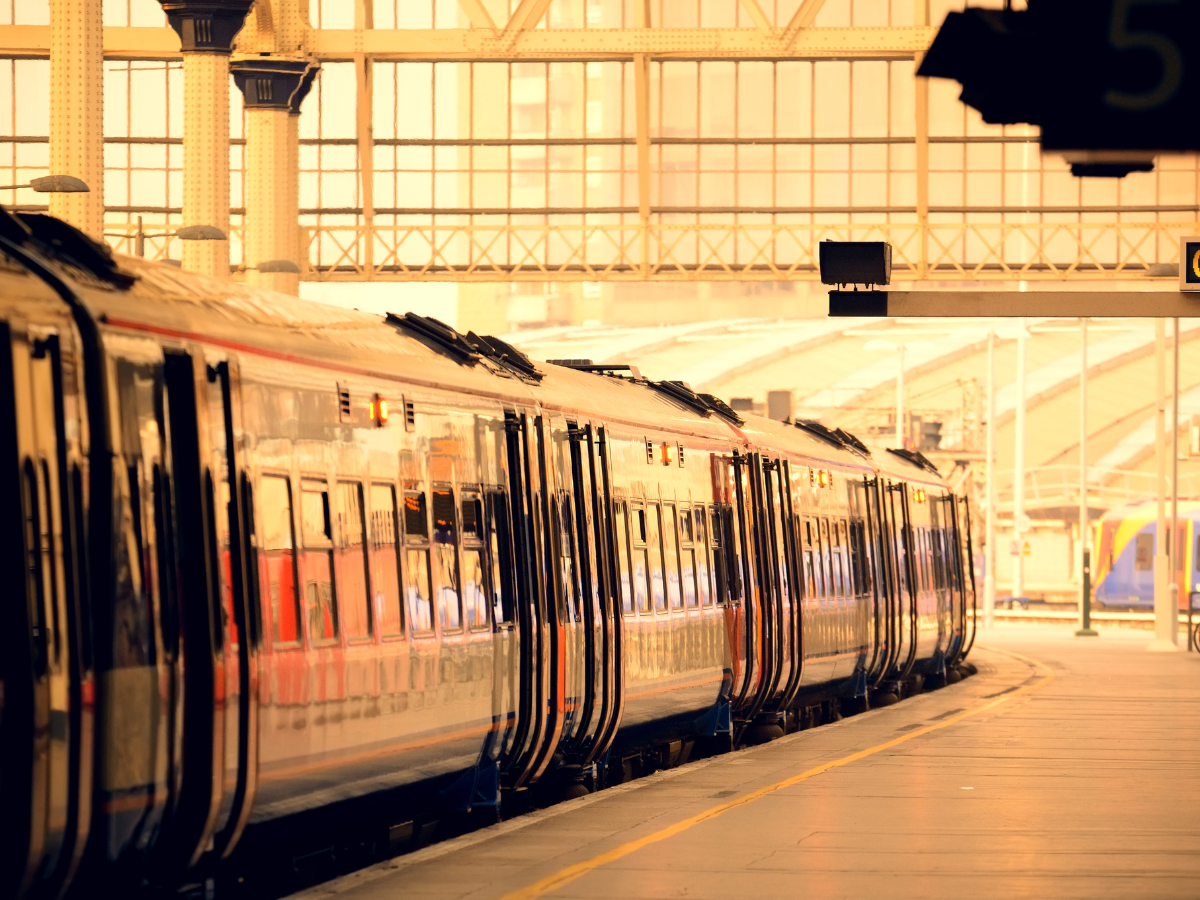 A train at sunset