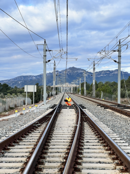 Figure 2: Mixed traffic turnout equipped with monitoring for ballast quality, crossing wear and switch rail monitoring.