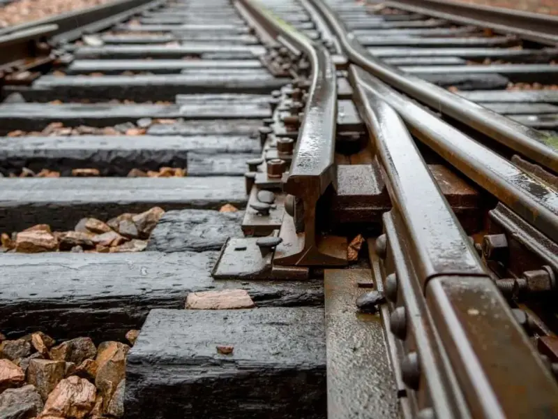 Rail track up close