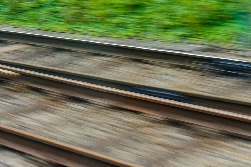 Train tracks at speed