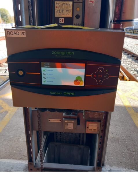 One of the new Zonegreen DPPS Road End Panels installed at Ashford Maintenance Depot in Kent.